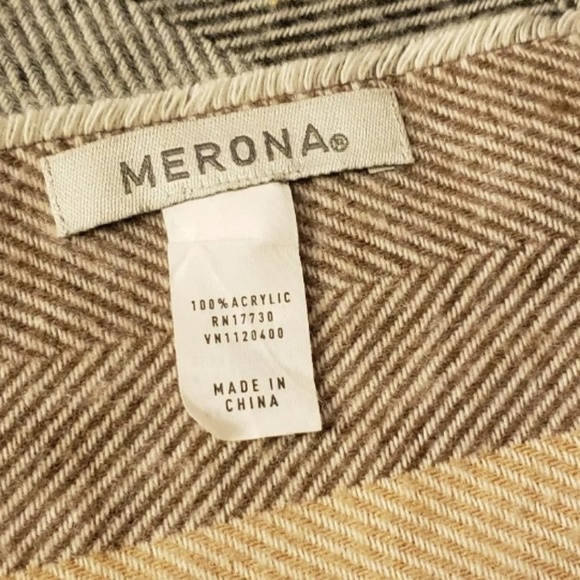 Beautiful Merona Scarf Camel Brown Black White EUC - Picture 2 of 7